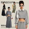 Camiseta de Manga Larga con Cuello Redondo Lavada Desgastada Corta Estilo Streetwear Vintage Tendencia para Mujer Ropa de Mujer Otoño/Invierno 2025