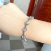 Pulsera de Codo de Plata 925 Cristal de Fresa Piedra Lunar Pulsera Sencilla Lujo Ligero Moda Elegante Pulsera Regalo para Novia