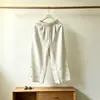 Pantalones Anchos Bordados Artísticos con Cintura Elástica, Corte Holgado, Nuevos de Moda Cómodos Casuales de Cáñamo Rectos