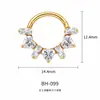 Anillo de nariz de titanio F136 incrustado con circón brillante para mujer, joyería para piercing corporal de titanio G23, disponible al por mayor