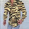 2022 Amazon Wish ebay transfronterizo explosión solapa impresión 3D casual corte ajustado manga larga camisa multicolor