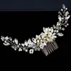 2025 Lujo Ligero Elegante, Hermosos Accesorios para Vestidos de Boda, Peine para el Cabello Tejido a Mano con Diamantes y Perlas, Joyería para Novias