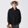 Moletom minimalista com meio zíper e gola alta de alta qualidade para homens, marca americana moderna, design solto, peça de outer wear de nicho