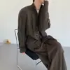 Suéter de lã mesclada com gola alta estilo old money de inverno para homens, cardigã de malha estilo lazy com botões retrô, jaqueta de conjunto para casal