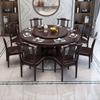 Mesa de comedor y silla de madera maciza de estilo chino moderno, combinación para el hogar, mesa redonda con plato giratorio, mesa de comedor redonda con cocina de inducción, mesa redonda grande para restaurante