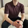 2026 Verão Masculino Estilo Old Money Camisa Polo Masculina Malha Elástica Respirável Fina Manga Curta Top Atacado