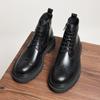 Outono e Inverno Novas Botas Britânicas de Bico Fino Forradas com Lã Botas Martin em Couro de Camada Superior com Cadarço Botas Masculinas de Cano Alto Sapatos Masculinos de Couro