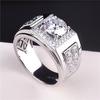 Anel Masculino Quadrado Moderno e Inovador Cravejado com Diamantes, Anel Masculino Tendência com Pedras Cluster Estrela, Joias Tendência de Casamento Estilo Coreano