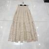 Nanyou Europeo y Americano Francés Verano Nuevo Sexy Vestido Largo Decoración de Remaches Puntadas de Encaje Falda con Flecos