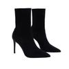 Botines Nuevos para Mujer Primavera y Otoño capa simple tacón alto blanco punta fina tacón de aguja tipo calcetín color sólido tacón de aguja caña baja estilo coreano Botas Martin