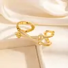 Pulsera de Alta Gama con Abertura Cruzada y Pedrería / Chapada en Oro Cobre Ovalada Popular Nariz de Cerdo Joyería de Mano Lujo Ligero