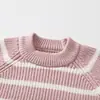 Nuevo Suéter de Cuello Alto para Niños y Niñas Otoño e Invierno Tejido de Punto Grueso Rayado Infantil Camiseta Interior Cálida Base