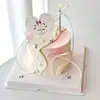 214 Decoración de Pastel para el Día de San Valentín Estrella Plateada de Cinco Puntas Tarjeta de Corazón de Amor Vela para Inserto de Declaración de Pareja