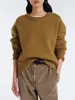Suéter Top de Punto Acanalado de Cuello Redondo, Holgado, Casual, Color Sólido, Minimalista TR