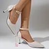 Novedad Primavera 2026 Zapatos de Tacón Alto con Punta para Mujer con Correa con Hebilla de Perla, Sandalias de Tacón Alto de Moda para Comercio Exterior