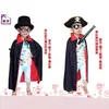 Ropa de Mago para Halloween para Niños Cuello Alto con Capa Mago Hechicero Pirata Capa Set Negro y Rojo