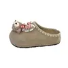 Zapatos Birkenstock de Encaje de Dibujos Animados Chanclas de Media Punta para Dedos de los Pies Ropa de Exterior para Mujer 2025 Otoño Nuevo Estilo Lazo Plataforma Gruesa Zapatillas Birkenstock