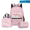 Nuevo 3D Sanrio melody bolsa de estudiante mochila bolsa de almuerzo estuche de lápices juego de tres piezas