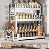 Nuevo Estante de Almacenamiento de Cocina de Acero Inoxidable para Encimera, Organizador Multifuncional para Aceite, Sal, Salsa, Vinagre, Frascos de Condimentos y Portacuchillos