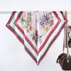 Bufanda Cuadrada Fina de Satén Estampada para Mujer de Primavera y Verano Transfronteriza Turbante de Chica Popular Atado con Cinturón Dropshipping