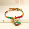 Pulseira de Corda Colorida do Festival do Barco-Dragão, Pulseira com Borla de Zongzi Pequeno Tecida à Mão, Ornamento de Mão de Corda Vermelha de Cinco Cores da Sorte para Crianças