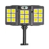 Poste de Luz de Rua Grande Dobrável Três Lados Alimentado por Energia Solar com Sensor, Controle Remoto Iluminação de Parede Externa Lâmpada Led