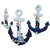 Artesanía de Madera Mediterránea Serie Marina Colgante Decorativo 32cm Ancla de Barco Ancla de Hierro Color en Spray Colgante Pequeño