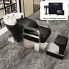 Venta Directa de Fábrica Cama de Champú Cerámica para Barbería Cama de Enjuague Semi-reclinable Cama para Salón de Peluquería Cama de Champú Estilo Celebridad de Internet