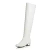 Novas Botas Femininas Europeias e Americanas Outono e Inverno Botas de Manga Simples Botas Acima do Joelho Salto Quadrado Salto Médio Botas de Cavaleiro 40-43 Botas de Exportação