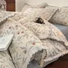 Juego de Ropa de Cama de Cuatro Piezas Estilo Retro de Lino y Algodón Puro Modelo Nuevo 2026 Sábana y Funda de Edredón 100% Algodón y Lino Juego de Cama de Tres Piezas para Dormitorio