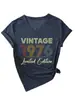 Camiseta Feminina Vintage 1976 Edição Limitada Amazon Wish Site Independente Moda Estilosa Gola V Manga Curta
