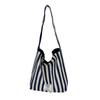 Bolso de Hombro Nuevo Casual Transfronterizo, Bolso de Mano Rayado de Gran Capacidad Estilo Coreano, Bolso Tote Reversible de Moda