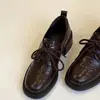 Zapatos pequeños de cuero de tacón alto para mujer, zapatos de tacón sencillos, nuevos zapatos de otoño 2025 para mujer, con cordones, suela gruesa, mocasines, estilo jk británico