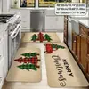 Felpudo de decoración navideña transfronterizo, alfombrilla de cocina de terciopelo de cristal, absorbente de agua y aceite, antimanchas, alfombra de fácil cuidado