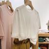 Camiseta com máscara de lã Tencel auto-retentiva e respirável! Blusa Básica Feminina Macia, Cera Transparente, Gola Redonda