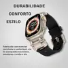 Pulseira de Silicone Premium com Conector de Aço Inoxidável, Compatível com IWatch 11 10 9 8 7 6 5 4 3 2 1 SE Ultra 1 e Ultra 2, Ultra 3 44mm, 45mm, 46mm, 49mm