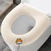 Almofada para assento de vaso sanitário adequada para todas as estações, capa de assento de vaso sanitário de tricô quente e grossa, lavável para uso doméstico