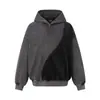 Sudadera con capucha Magic Bear Estilo Callejero Americano Peso Pesado Lavada para Hombre con Diseño Único de Patchwork Desconstruido y Textura de Gofre