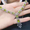 Atacado de Fábrica Popular Colar de Peridoto Natural Prata S925 Inlaid Pedra Principal 5*7 Joias de Luxo Venda Direta da Fábrica