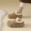 Zapatos de algodón para aumentar altura patata pequeña Birkenstock zapatos mujer 2026 moda nuevo estilo invierno nieve zapatos de algodón mocasines peludos talla pequeña