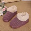 Chinelos de pelúcia de algodão com listras verticais para homens e mulheres, antiderrapantes de inverno, forrados com fleece, sapatos de casa, sapatos de algodão espessos e quentes