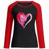 Camiseta de mujer con estampado de amor rosa de San Valentín 2022, camiseta de manga larga raglán de algodón, venta al por mayor