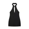 Moda Europea y Americana Transfronteriza Aliexpress Venta Caliente Elegante Vestido Mini Voluminoso con Cuello Halter