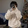 Sudadera con Capucha Estilo Americano para Mujer, Novedad Otoño e Invierno 2026, Top Espeso con Forro de Felpa, Chaqueta Estilo Ins, Estilo Perezoso, Corte Holgado