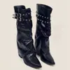 Bico Fino Botas Western Cowboy Retrô Botas Altas de Cavaleiro Botas para Calça Estilo de Rua Cano Alto Emagrecedoras 2026 Novo Estilo Outono/Inverno