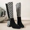 Otoño e Invierno 2025 Nuevas Botas de Caña Alta con Letras para Mujer Botas Europeas y Americanas Botas de Caballero de Tacón Alto Venta al por Mayor para Mujer