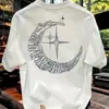 Camiseta de Manga Corta con Estampado de Marca de Moda, Algodón Puro Pesado de 180g, Transfronteriza, para Hombre, Verano, Nueva, Casual, Talla Grande, Holgada y Versátil