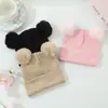 Gorro Tejido de Hilo Rizado con Doble Pompón, Gorro Grueso Cálido Lindo de Otoño e Invierno, Gorro de Lana Dulce y Adorable para Niños al por Mayor