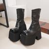 Botas de Mujer Nuevas Otoño e Invierno 2025, Zapatos Pequeños de Suela Gruesa, Botas de Media Caña de Piel de Vaca de Primera Capa de Tacón Alto, Botas Adelgazantes de Piel Pura
