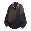 Sudadera Nueva de Estilo Otoño e Invierno con Cuello, Diseño Falso de Dos Piezas, Cuello de Cuadros en Contraste, Suéter de Marca Holgado de Moda